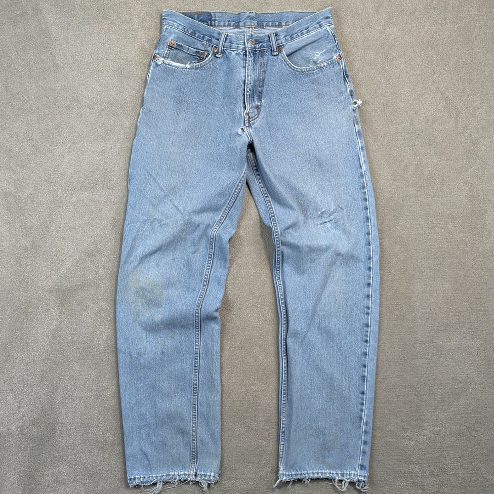 Levis 550 Relaxed Fit Jeans Mens 32x34 Light Wash Distressed Tapered Blue Denim